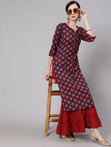 Maroon Printed Kurta - Elganza