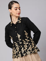 Black Embroidered Shirt - Elganza