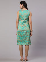 Green Jacquard Zari Work Kurta - Elganza