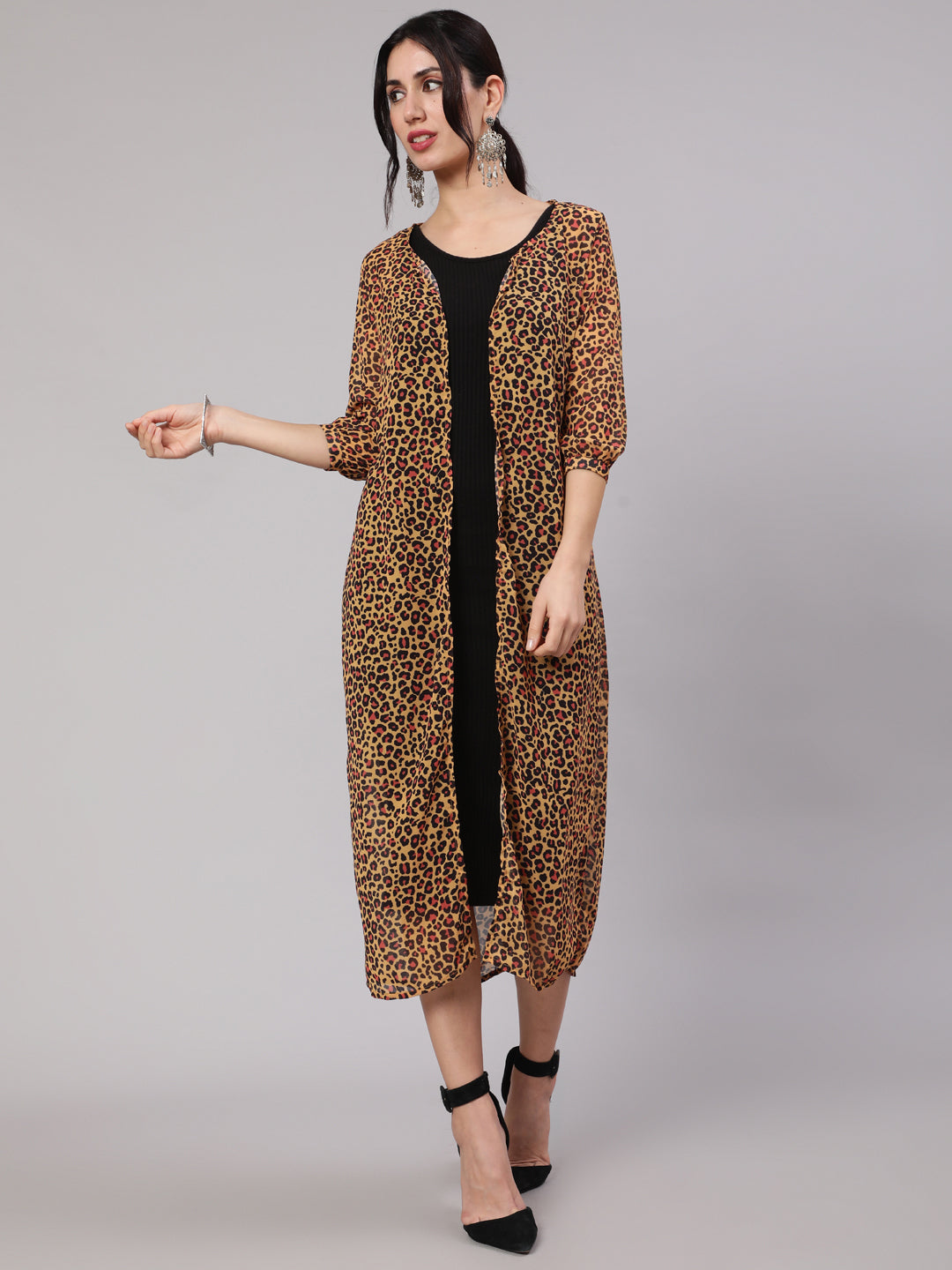Mustard & Black Animal Print Jacket - Elganza