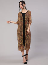 Mustard & Black Animal Print Jacket - Elganza