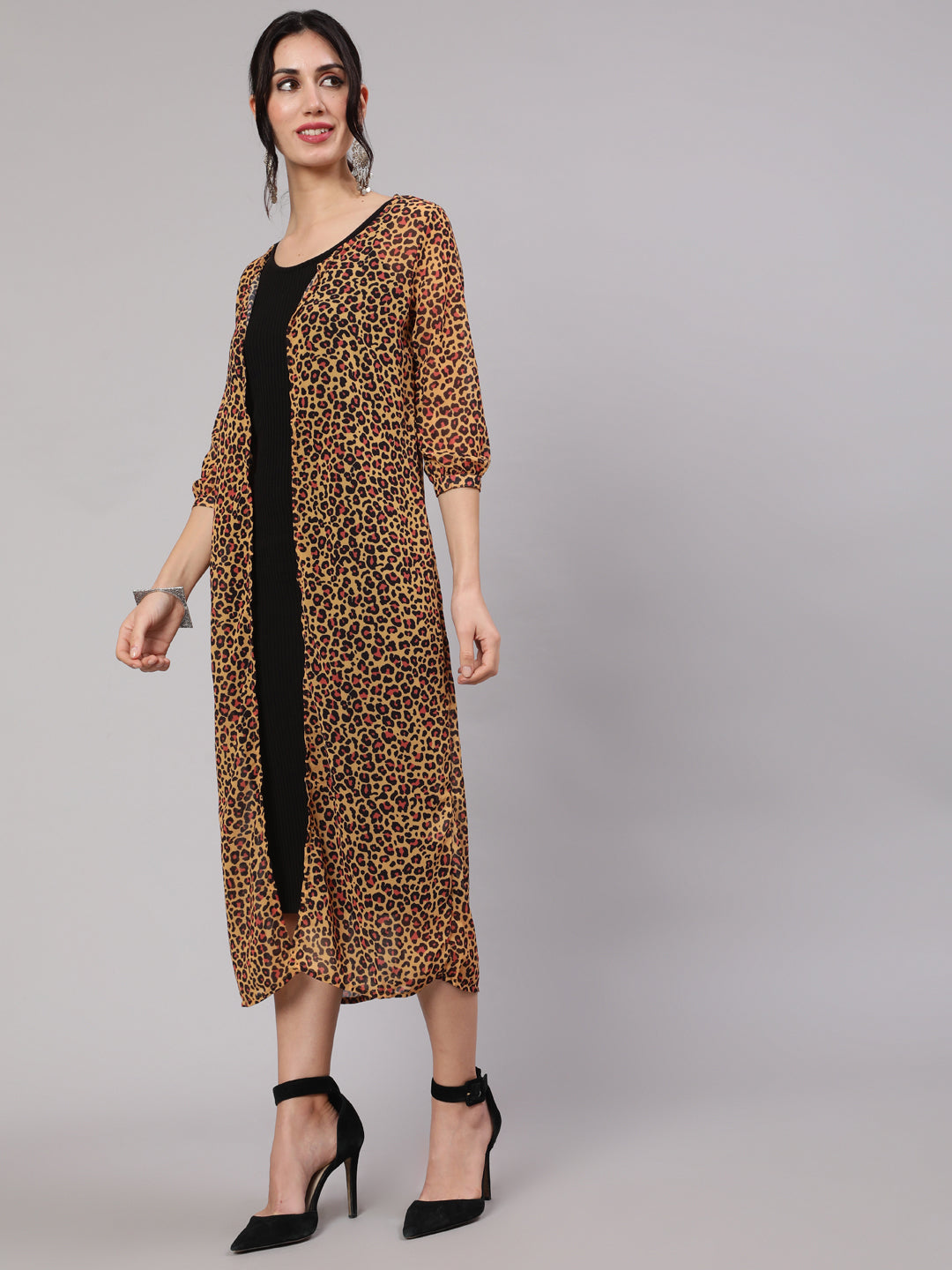 Mustard & Black Animal Print Jacket - Elganza