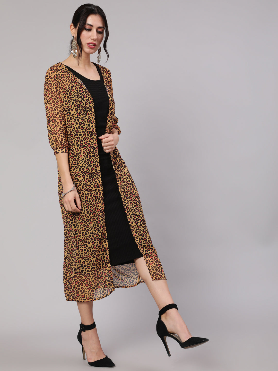 Mustard & Black Animal Print Jacket - Elganza