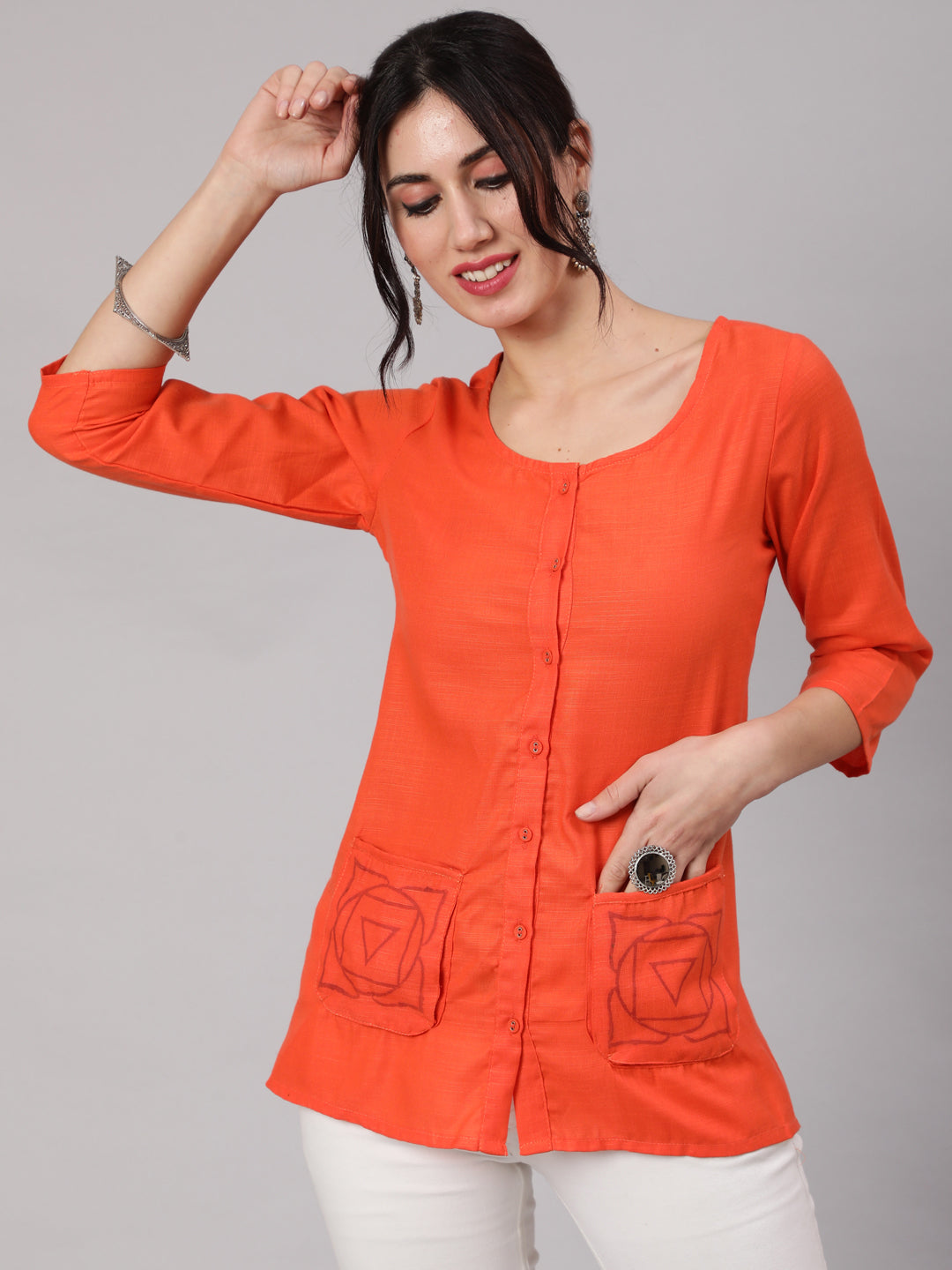 Orange Short Jacket - Elganza