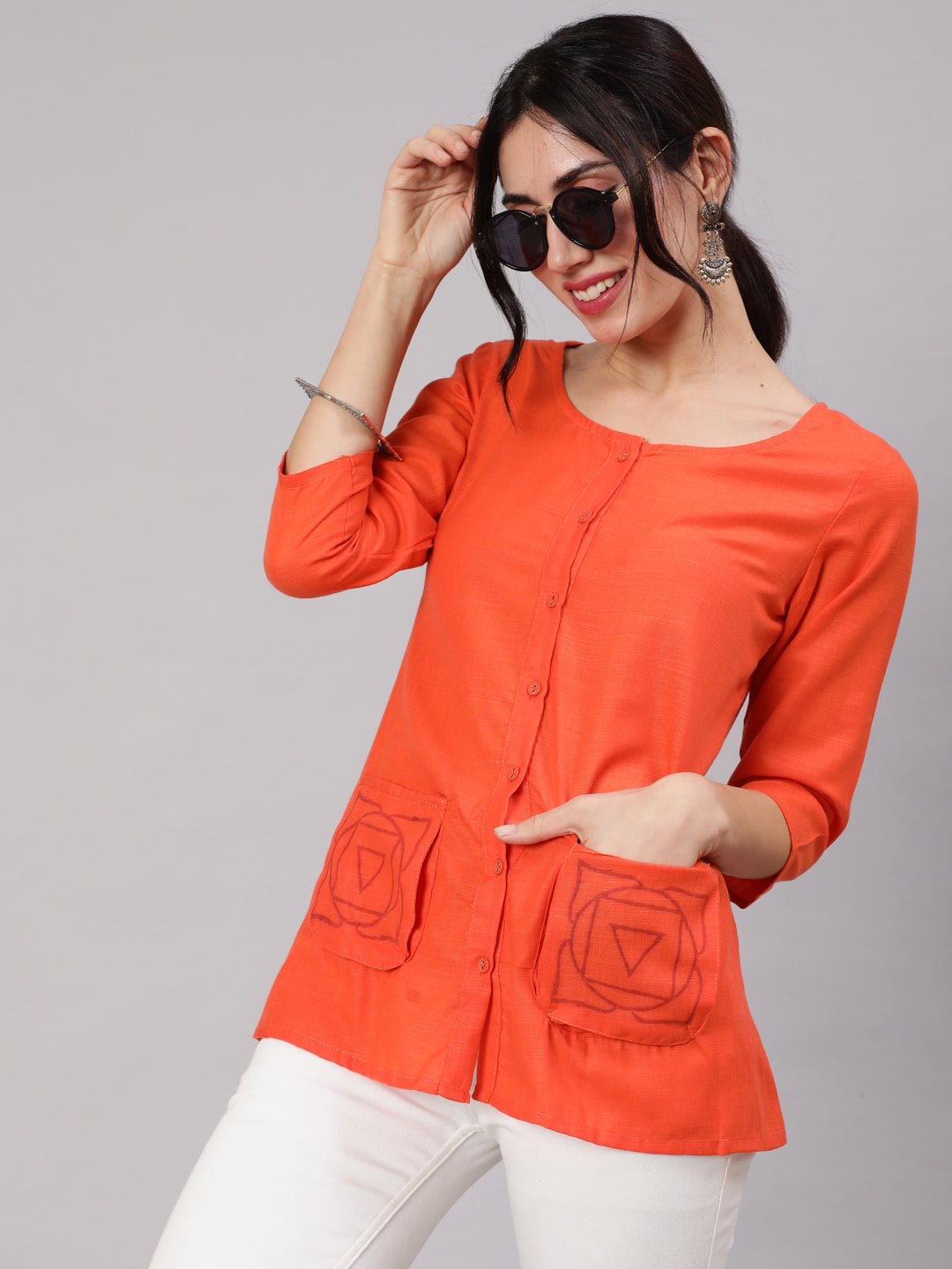 Orange Short Jacket - Elganza