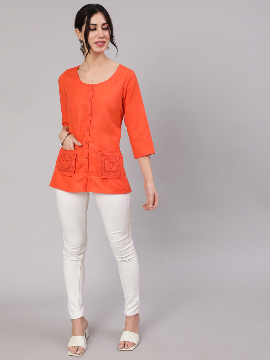 Orange Short Jacket - Elganza