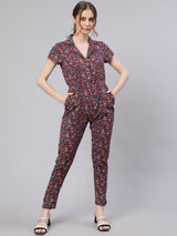 Maroon Kantha Work Jumpsuit - Elganza