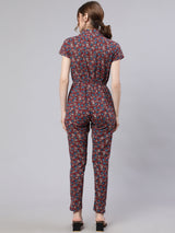Maroon Kantha Work Jumpsuit - Elganza