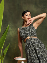 Green Floral Print Couple Combo Set - Elganza