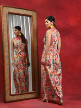 Multicolor Floral Print Dungaree - Elganza