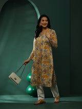 Cream Ethnic Motifs Kurta - Elganza