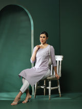 Lavender Embroidered Couple Combo Set - Elganza