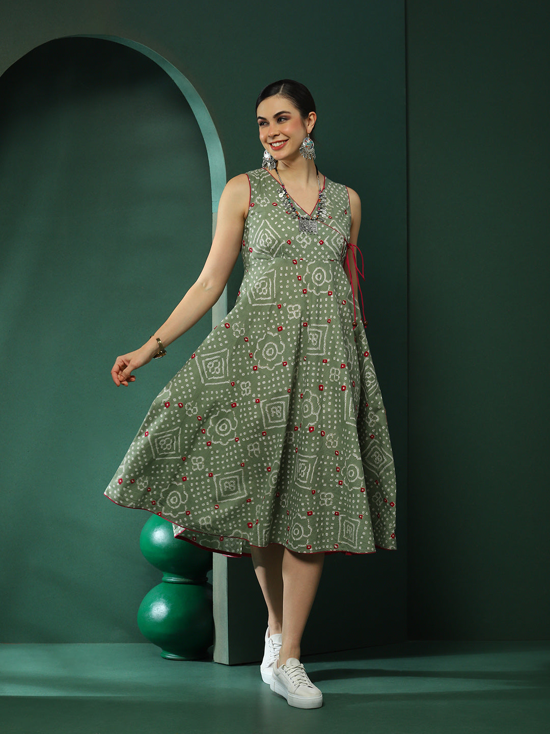 Pastel Green Bandhani Print Couple Combo Set - Elganza