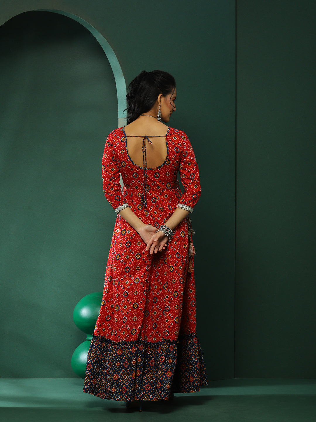 Red Patola Print Couple Combo Set - Elganza