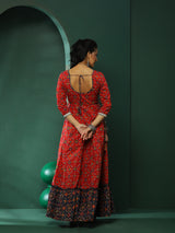 Red Patola Print Couple Combo Set - Elganza