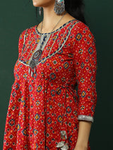 Red Patola Print Couple Combo Set - Elganza
