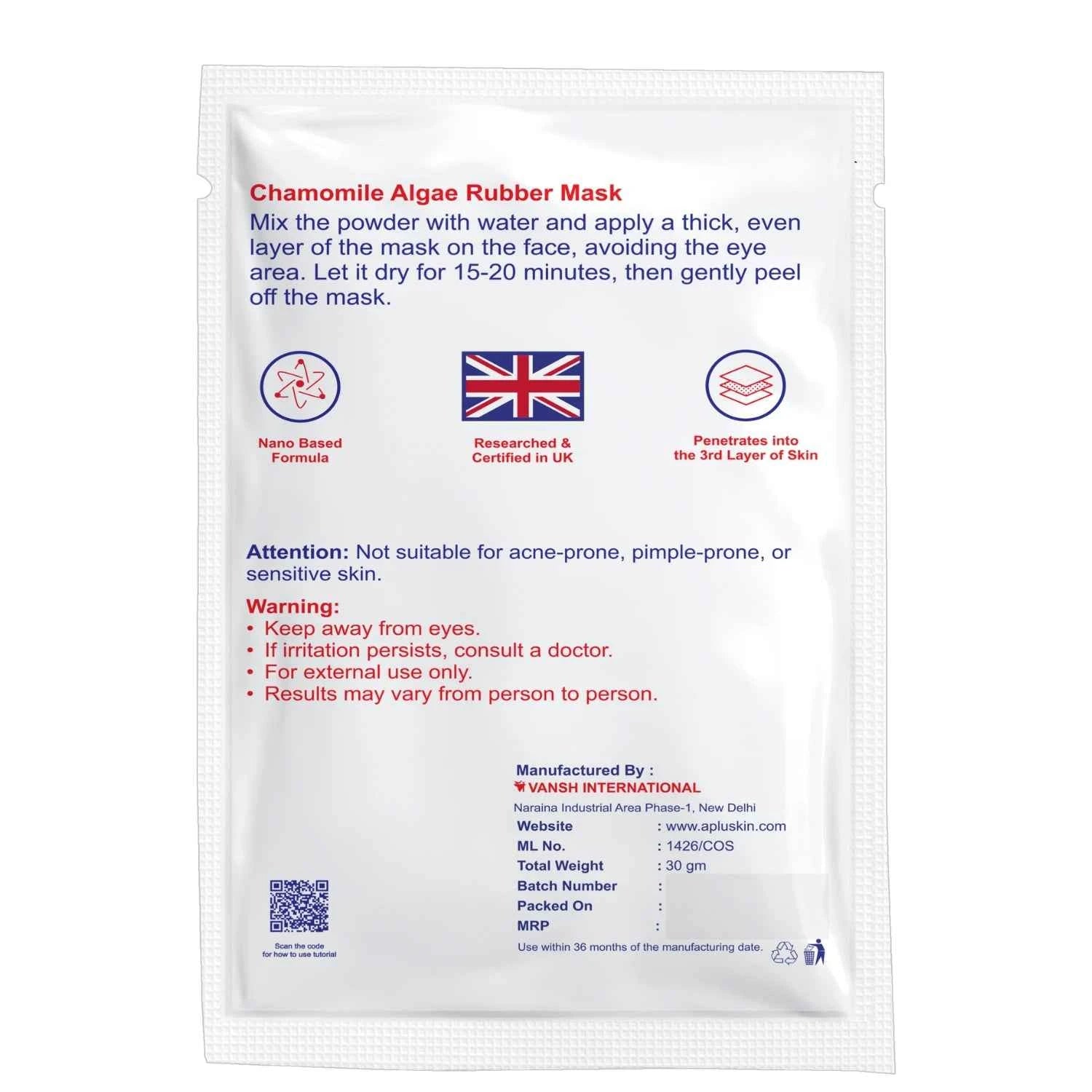 Chamomile Algae Rubber Mask with Vitamin C & Goji Extract – 30 gm