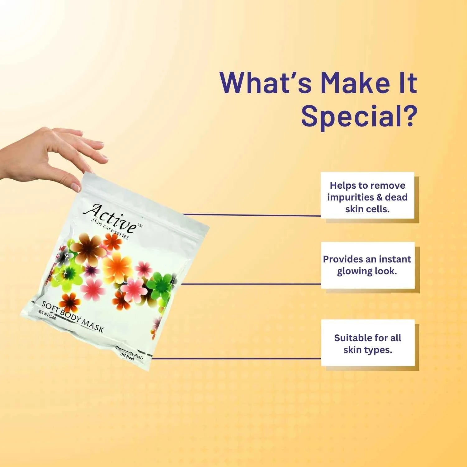 Active Chamomile Peel-Off Mask with Olive & Orange Extract – 500gm