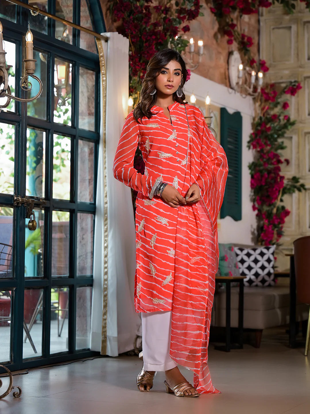 🌺 Elegant Red Gota Embroidery Work Kurta Set with Dupatta | Premium Festive Wear image 8