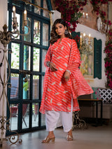 🌺 Elegant Red Gota Embroidery Work Kurta Set with Dupatta | Premium Festive Wear - XL, Red image