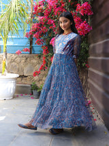 Blue Velvet party Maxi Dress - Elganza