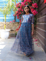 Blue Velvet party Maxi Dress - Elganza