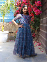 Blue Velvet party Maxi Dress - Elganza