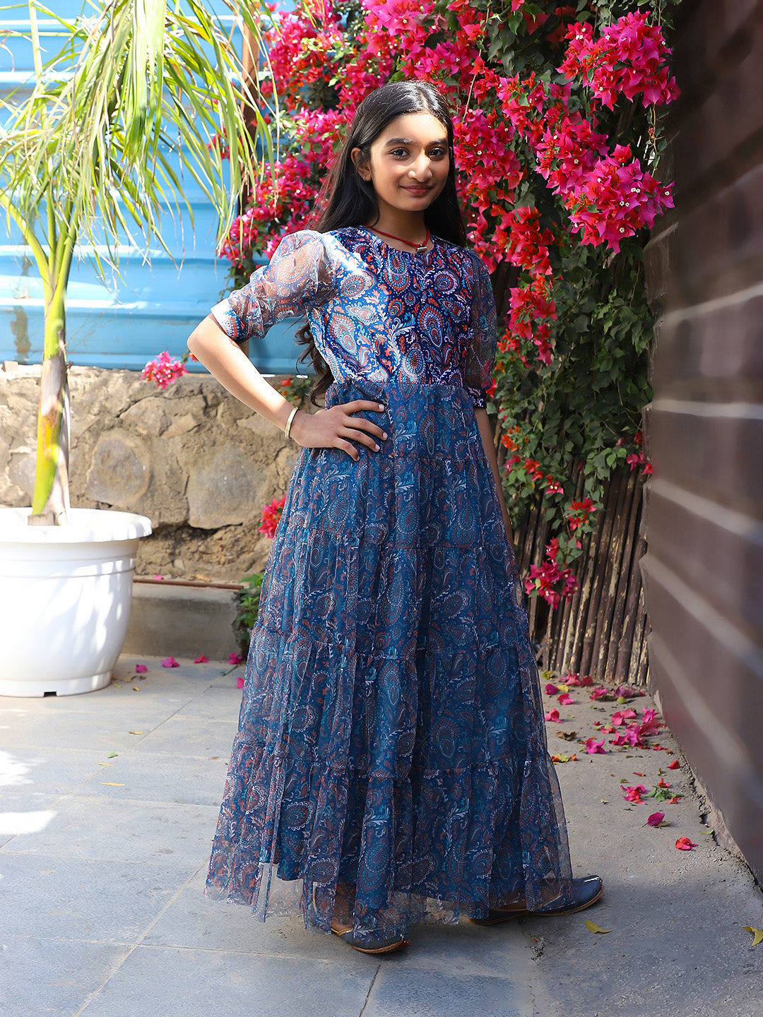 Blue Velvet party Maxi Dress - Elganza