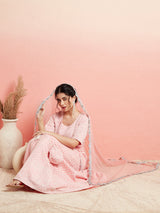 Pink Jacquard Lehenga Choli With Dupatta - Elganza
