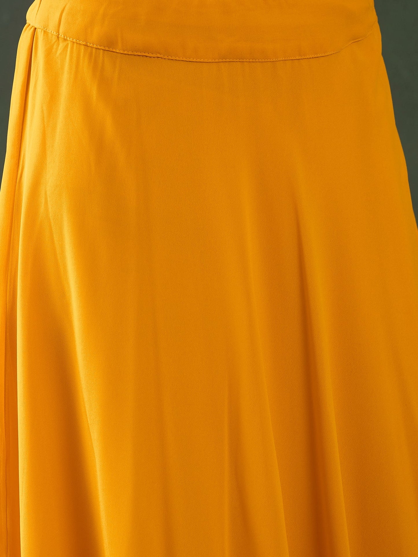 Yellow Sequin Kurta With Flared Skirt - Elganza