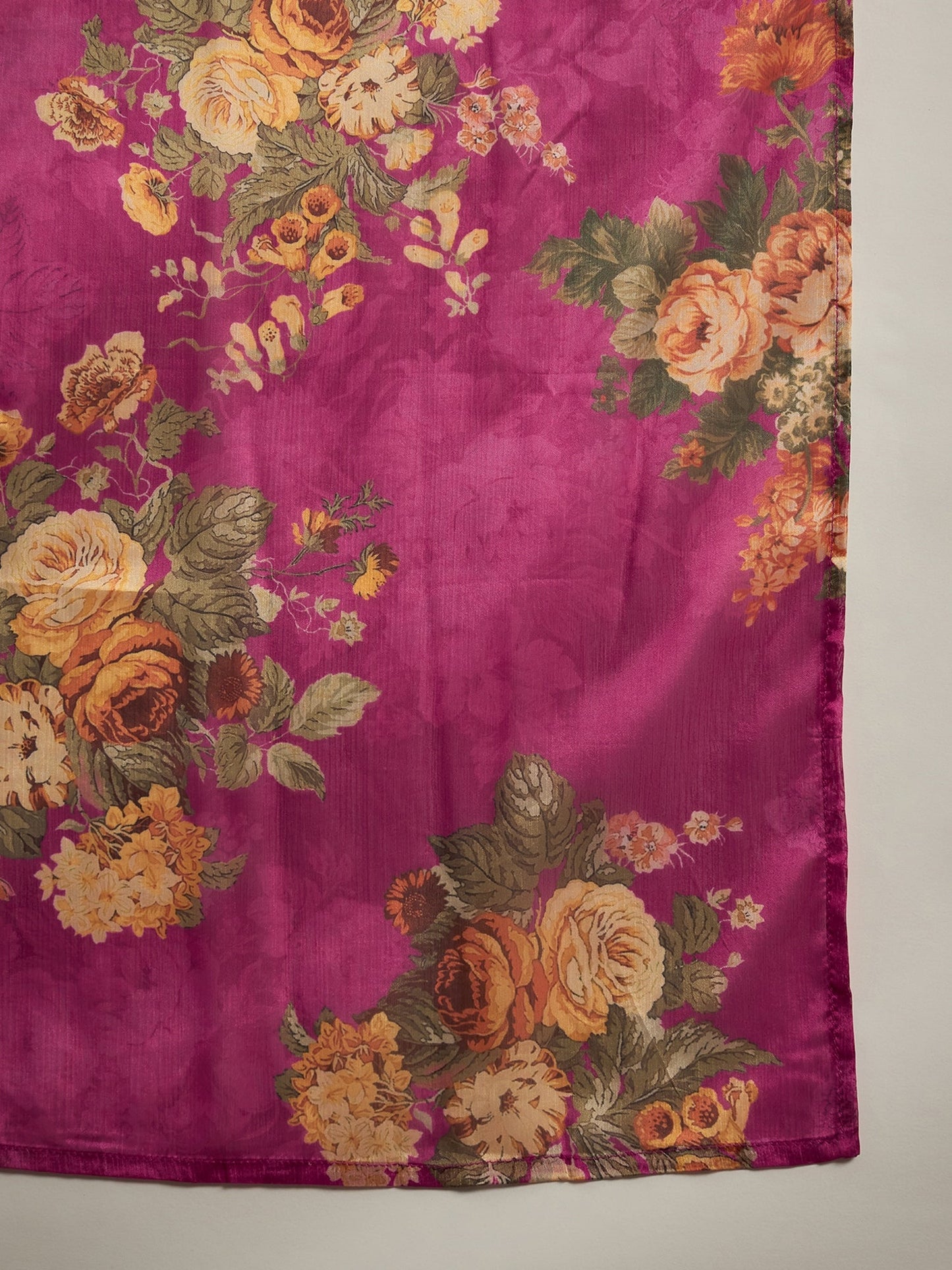 Pink Floral Print Kurta Palazzo With Dupatta - Elganza