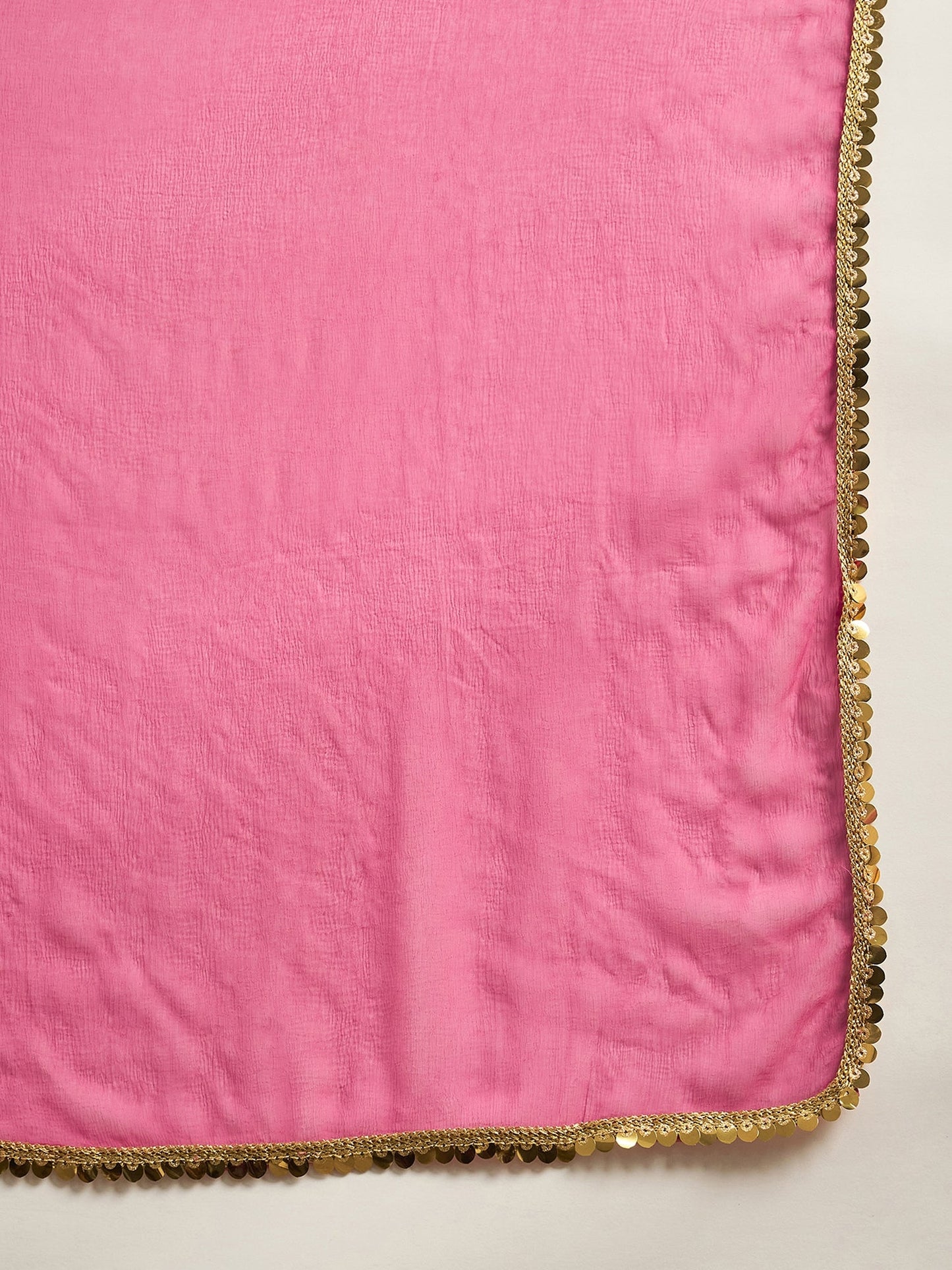Pink Gold Zari Work Woven Design Kurta Palazzo With Dupatta - Elganza