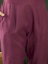 Purple Floral Embroidered Anarkali Pant With Dupatta - Elganza