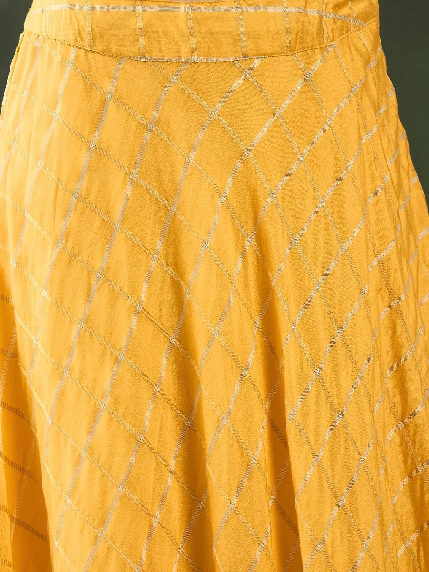 Yellow Checked Lehenga Choli With Dupatta - Elganza