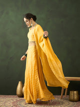 Yellow Checked Lehenga Choli With Dupatta - Elganza