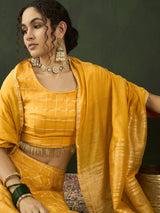 Yellow Checked Lehenga Choli With Dupatta - Elganza