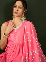 Pink Sequin Kurta Sharara With Dupatta - Elganza