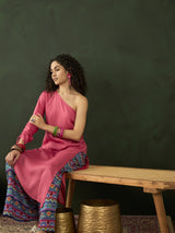 Pink Kurta With Printed Palazzo - Elganza
