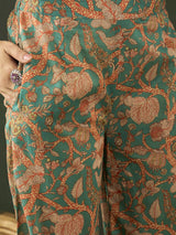 Green Floral Printed Pakistani Kurta With Palazzo - Elganza