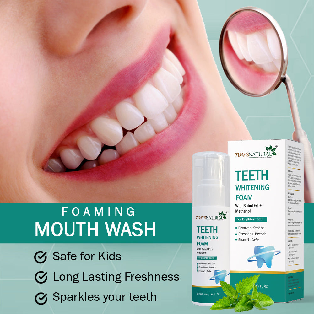 Teeth Whitening Mousse Foam 50ml | Advanced Natural Whitening Formula with Aloe Vera, Babul & Pineapple Extracts | For Men & Women image 10