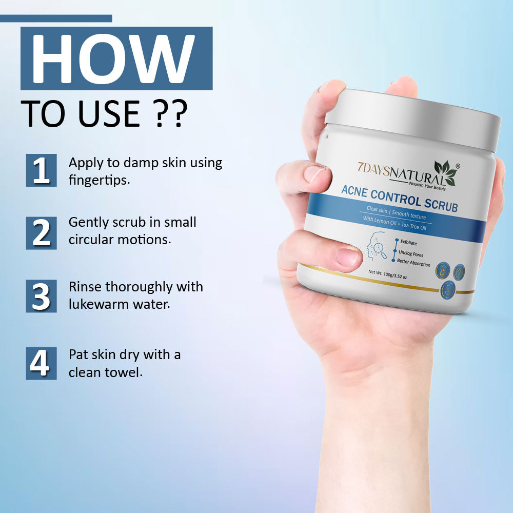 7Days Natural Acne Control Scrub With Lemon Oil & Tea Tree Oil-100 image 1