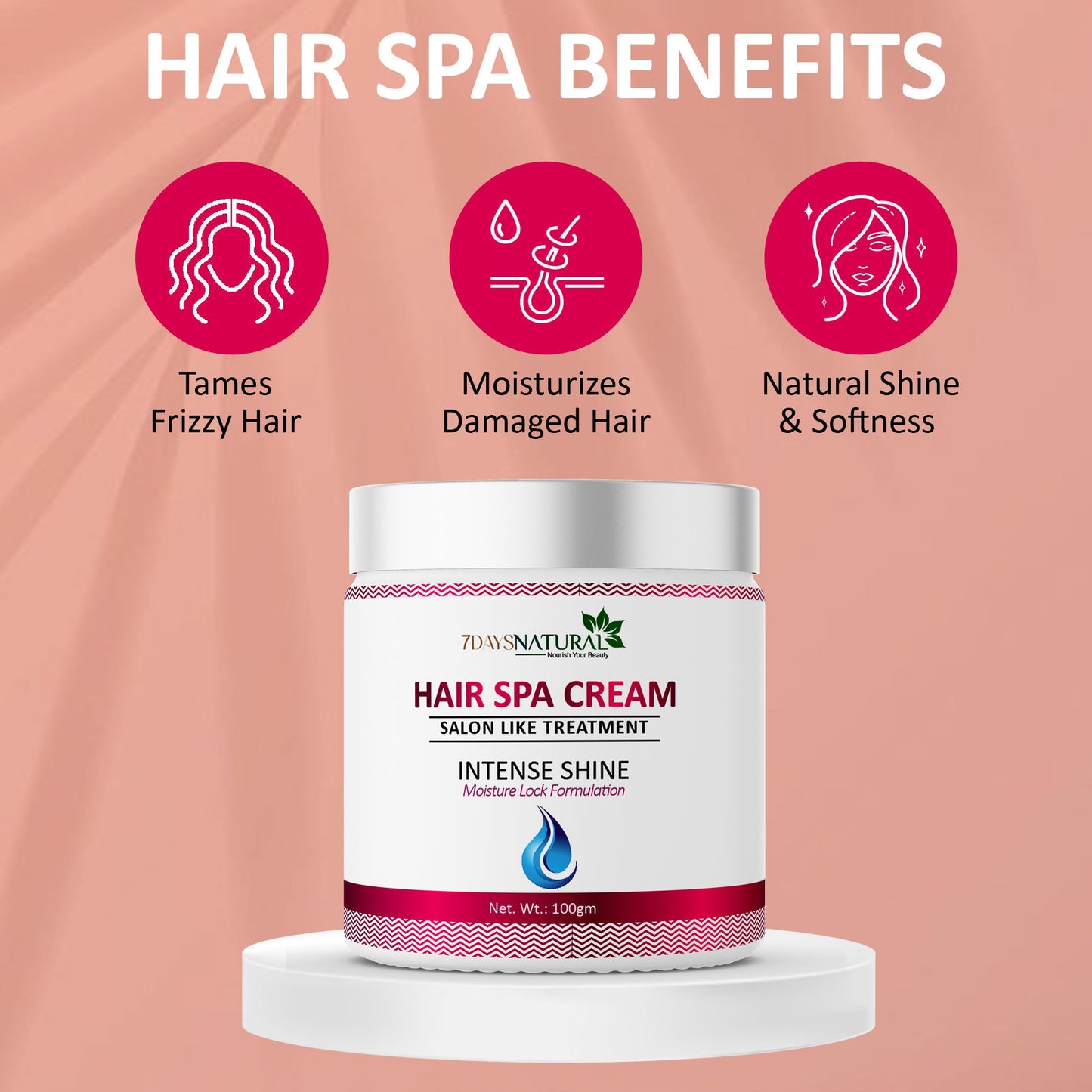 7 Days Natural hair spa cream for straightened hair dry and frizzy hair-100m image 1