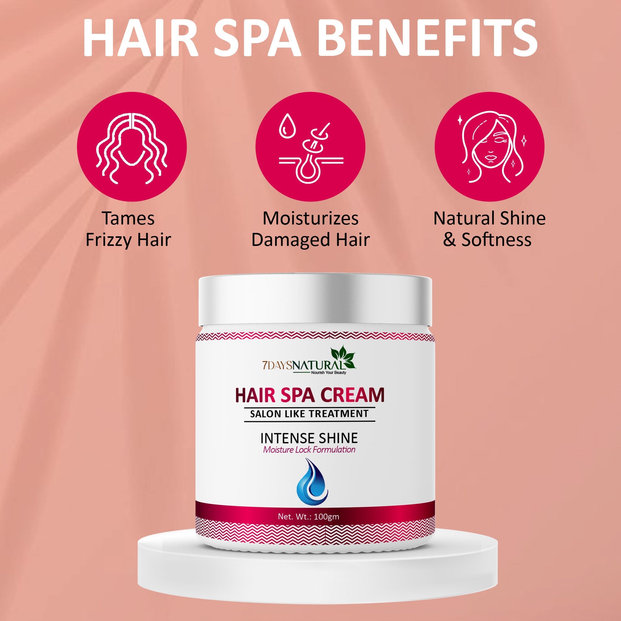 7 Days Natural hair spa cream for straightened hair dry and frizzy hair-100m image 1