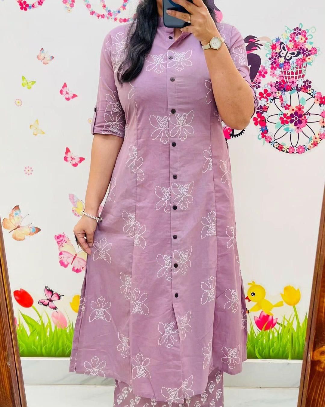 Digital Print A-Line Kurti Co-ord Set with Ankle-Length Pants