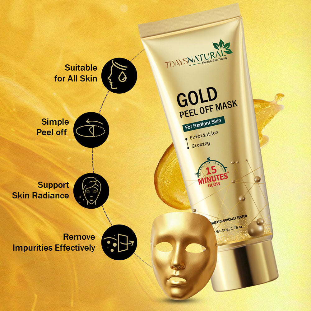 7DAYS NATURAL Golden Gold Peel Off Mask For Skin Men & Women - 50GM image 8