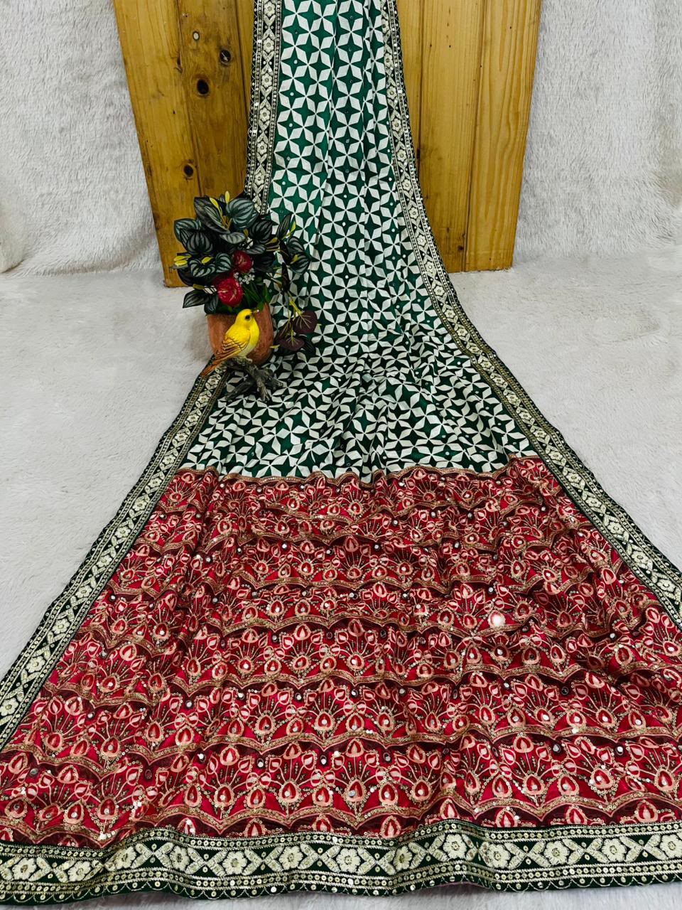 Premium Classic Designer Soft Chinon Silk Saree