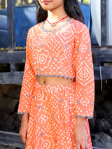 Orange bandhani Lehenga Choli - Elganza
