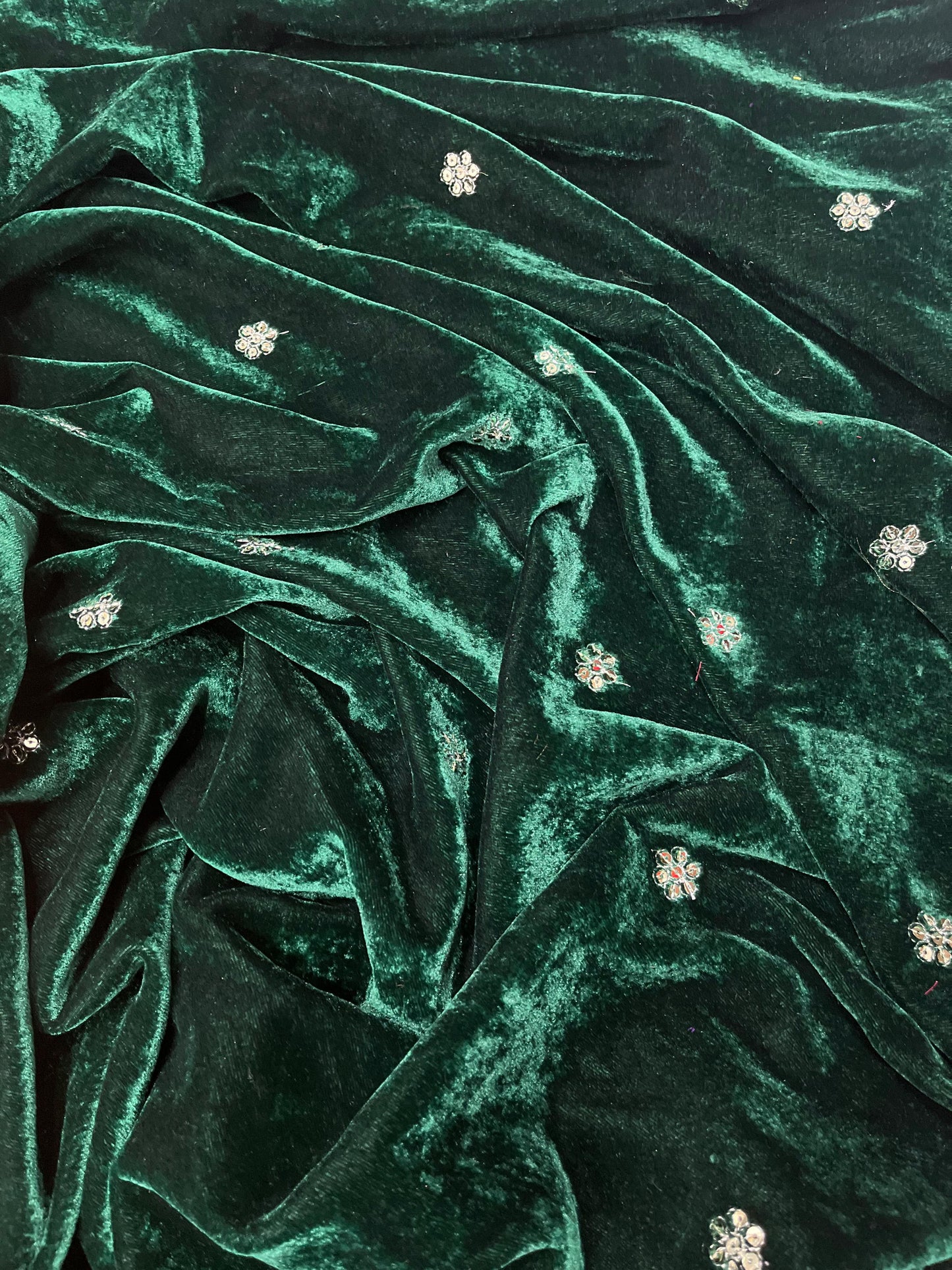 Designer 9000 Velvet Saree with Sequins & Jari Dori Embroidered Lace Border and Waist Belt