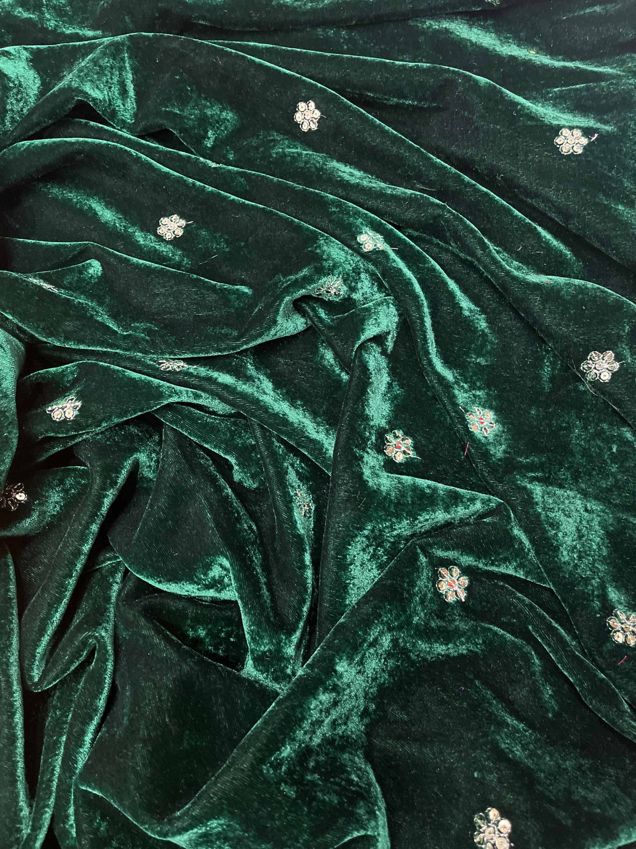 Designer 9000 Velvet Saree with Sequins & Jari Dori Embroidered Lace Border and Waist Belt