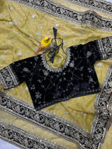 Most Popular Evergreen Soft Mocha Silk Saree with Silver Jari & Sequins Embroidery